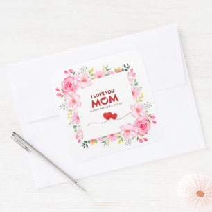 Ich liebe dich Mama Alles Gute zum Muttertag Rosa  Quadratischer Aufkleber