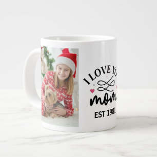 Ich liebe dich Mama Elegant Script 2 Foto-Collag Jumbo-Tasse