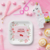 Ich liebe dich, Mama: Elegante rosa florale Mutter Pappteller (Party)