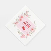 Ich liebe dich, Mama: Elegante rosa florale Mutter Serviette (Ecke)