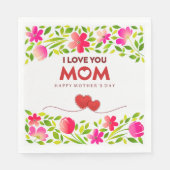 "Ich liebe dich Mama" Frohen Muttertag Blumen  Serviette (Vorderseite)