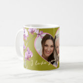 Ich liebe dich Mama Hellgrüne Orchidee Herz Foto Kaffeetasse (Vorderseite Links)