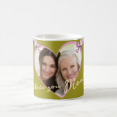 Ich liebe dich Mama Hellgrüne Orchidee Herz Foto Kaffeetasse (Mittel)