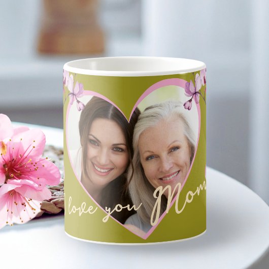 Ich liebe dich Mama Hellgrüne Orchidee Herz Foto Kaffeetasse