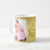 Ich liebe dich Mama mit goldenem Herzen und Fotos Kaffeetasse (Vorderseite Links)