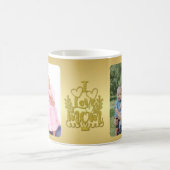 Ich liebe dich Mama mit goldenem Herzen und Fotos Kaffeetasse (Mittel)