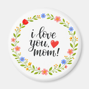 Ich liebe dich Mama Muttertag Florale Kalligrafie  Magnet