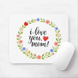 Ich liebe dich Mama Muttertag Florale Kalligrafie Mousepad