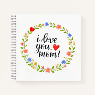 Ich liebe dich Mama Muttertag Florale Kalligrafie  Notizblock