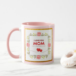Ich liebe dich Mama Muttertag I Rosa Blumenherz Tasse