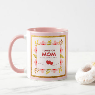 Ich liebe dich Mama Muttertag I Rosa florales Herz Tasse