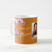 Ich liebe Dich Mama Orange Orchidee Bilderrahmen Kaffeetasse (Vorderseite Links)