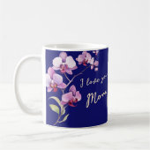 Ich liebe Dich Mama Orchidee Navy Blau Foto Kaffeetasse (Links)