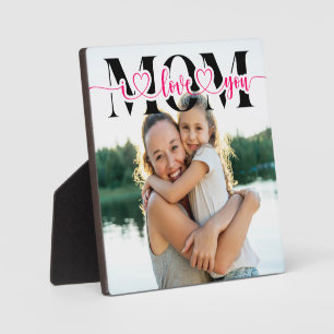 Ich liebe dich Mama Rosa Herzen Typografie Foto Fotoplatte