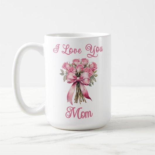 Ich liebe Dich Mama Rosa Tasse – Muttertagsgeschen (Links)