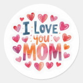 Ich liebe dich Mama Runder Aufkleber (Vorderseite)