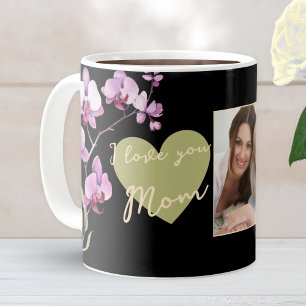 Ich liebe Dich Mama Schwarzes Salbei-Herz Foto Kaffeetasse