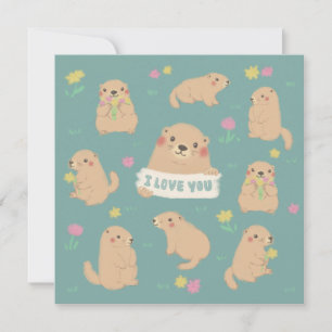 Ich Liebe dich, Marmots Illustration Einladung