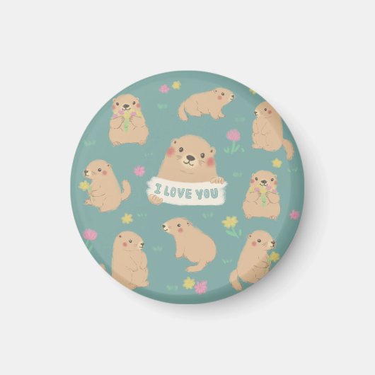 Ich Liebe dich, Marmots Illustration Magnet (Vorne)