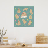 Ich Liebe dich, Marmots Illustration Poster (Küche)