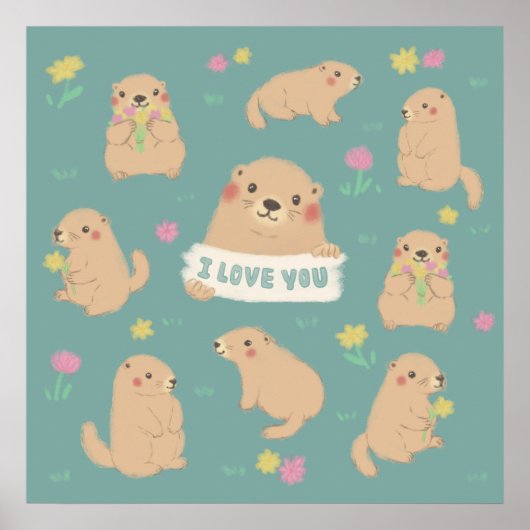 Ich Liebe dich, Marmots Illustration Poster (Vorne)