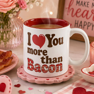 Ich liebe dich mehr als Bacon Zweifarbige Tasse