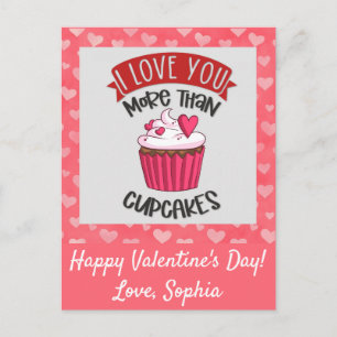 Ich liebe dich mehr als Cupcakes Postkarte