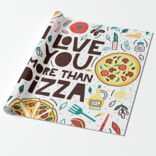 Ich liebe dich mehr als Pizza. Italienische Lebens Geschenkpapier