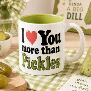 Ich liebe dich mehr als saure Gurken Zweifarbige Tasse