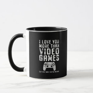 Ich liebe dich mehr als Videospiele Gamer-Geschenk Tasse