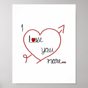 Ich liebe dich mehr mit großem Herzen Romantischer Poster