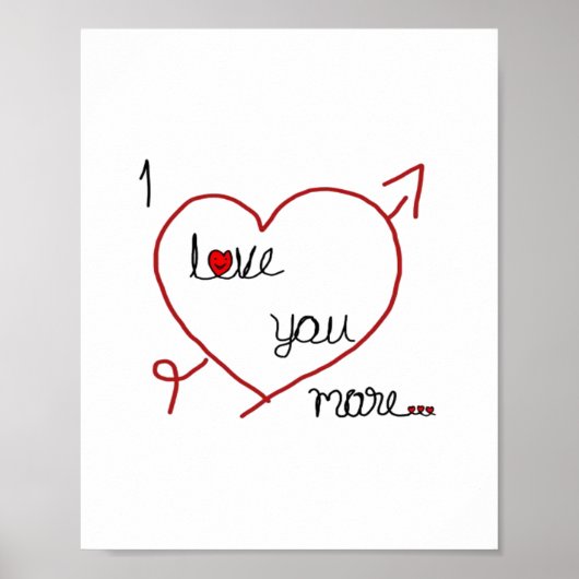 Ich liebe dich mehr mit großem Herzen Romantischer Poster (Vorne)