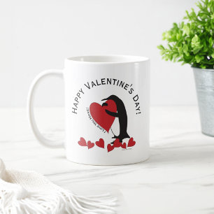 Ich liebe dich mehr! Pinguin rotes Herz Valentinst Kaffeetasse