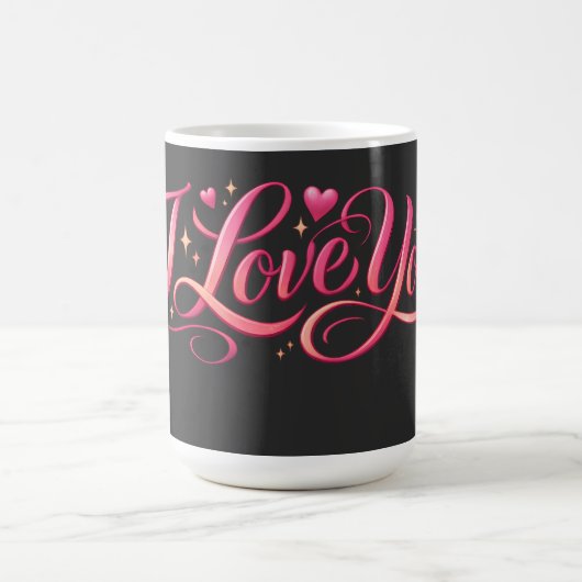 Ich liebe dich minimalistisches Typografie-Design Kaffeetasse (Mittel)
