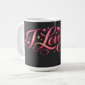 Ich liebe dich minimalistisches Typografie-Design Kaffeetasse (Vorderseite Links)