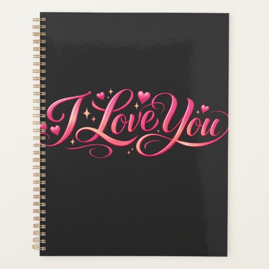 Ich liebe dich minimalistisches Typografie-Design Planer (Vorderseite)