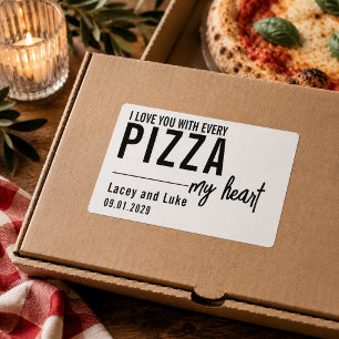 Ich liebe dich mit jeder Pizza Lustige Pizza-Par Rechteckiger Aufkleber