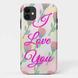 Ich liebe dich mit rotem Blumenmuster Case-Mate iPhone Hülle