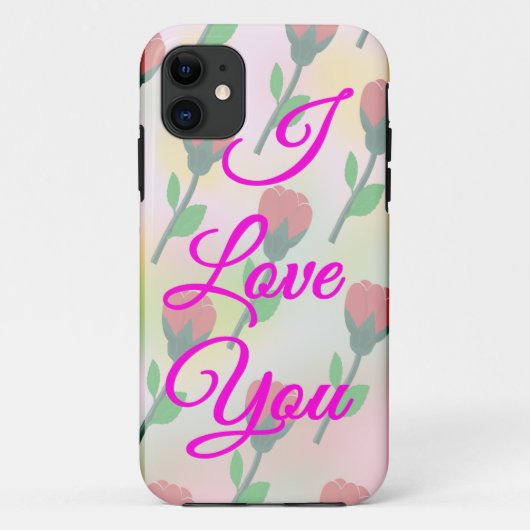 Ich liebe dich mit rotem Blumenmuster Case-Mate iPhone Hülle (Rückseite)