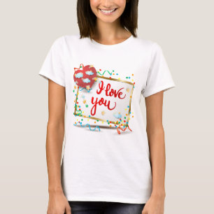 Ich liebe Dich mit rotem Herzen T-Shirt