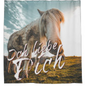 Ich liebe dich mit schauenden Pferd Duschvorhang (Vorderseite)