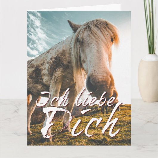 Ich liebe dich mit schauenden Pferd Karte (Vorderseite)