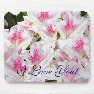 Ich Liebe dich! Mousepad Blume in weißem Rosa Azal