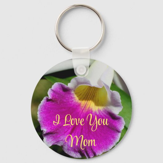 Ich liebe dich, Mutter Orchideenblume Schlüsselanhänger (Vorderseite)