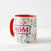 "Ich liebe dich MUTTER" Rosa Wasserfarbe Floral Tasse (Vorderseite Links)