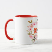 "Ich liebe dich MUTTER" Rosa Wasserfarben-Rosen Tasse (Links)