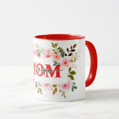 "Ich liebe dich MUTTER" Rosa Wasserfarben-Rosen Tasse (VorderseiteRechts)