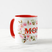 "Ich liebe dich MUTTER" Rosa Wasserfarben-Rosen Tasse (Vorderseite Links)