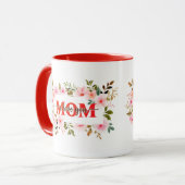 "Ich liebe dich MUTTER" Rosa Wasserfarben-Rosen Tasse (Vorderseite Links)