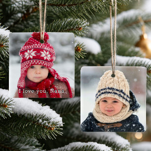 Ich liebe dich Nana mit zwei Foto-Quadrat-Vorlage Keramikornament